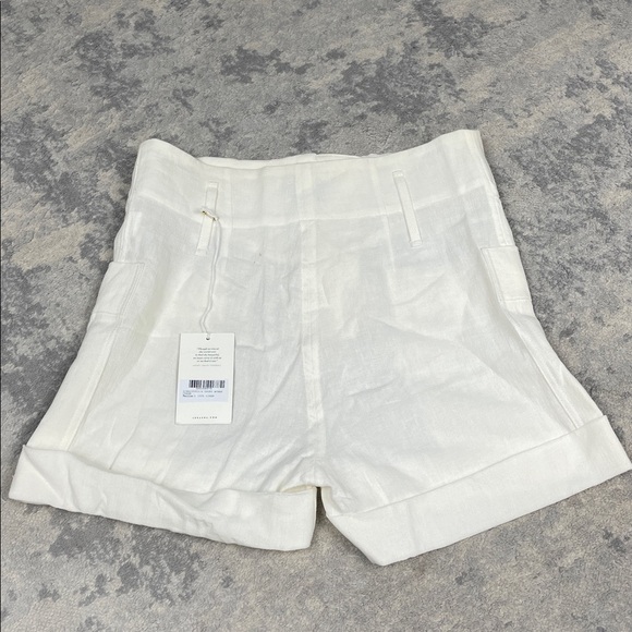 NWT Le Kasha Sinai White Linen Cuffed Shorts High Rise Sz L - Picture 3 of 11